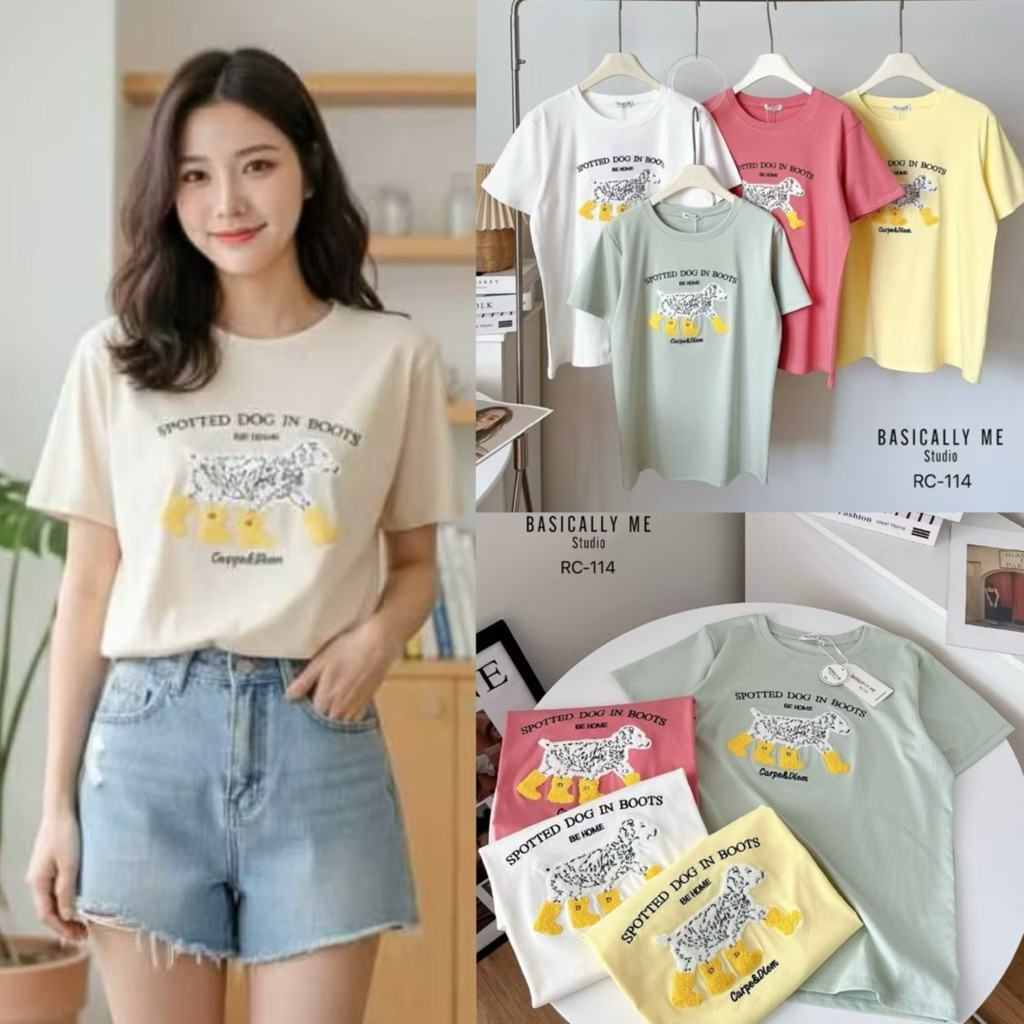 🚨SALE🚨เสื้อยืด น้องหมาใส่รองเท้าบู๊ด ขนปุย