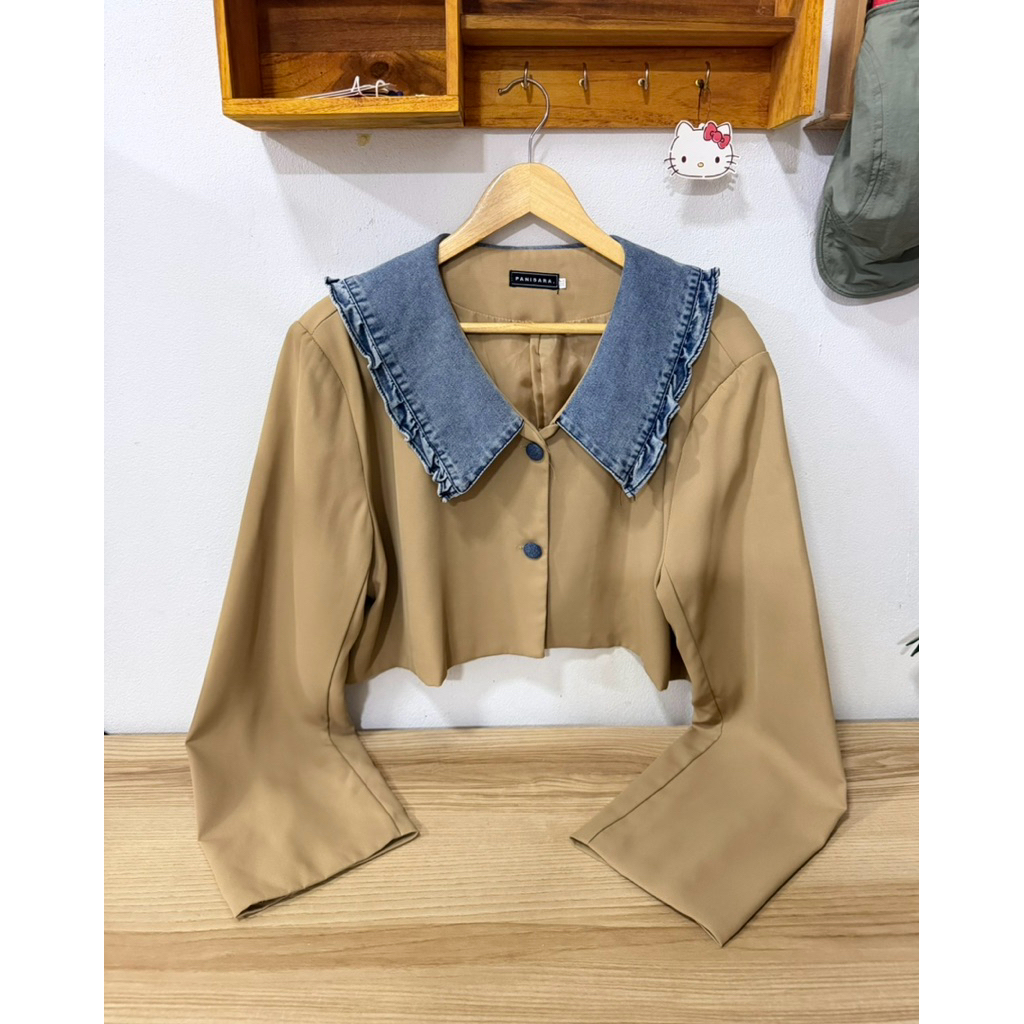 งานป้าย PANISARA เสื้อครอปแขนยาว คอปกกะลาสี