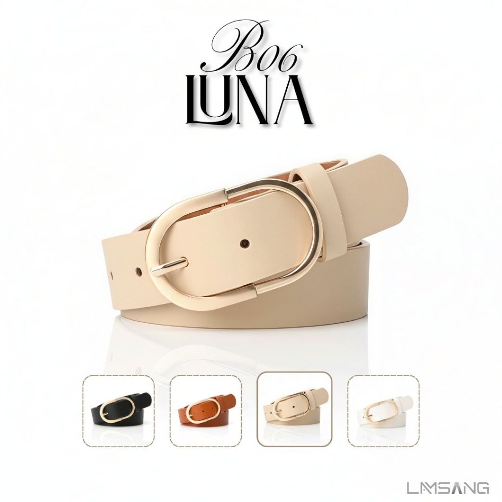 (🇹🇭 พร้อมส่ง) LAMSANG B06 LUNA Belt เข็มขัด ผู้หญิง หนัง PU ขนาด 2.8 x 105 cm