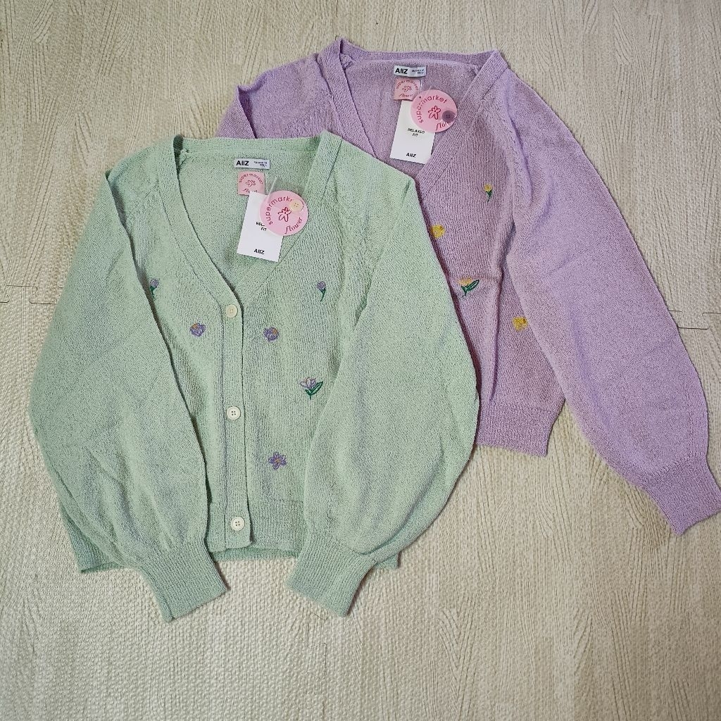 AIIZ เสื้อคาร์ดิแกน ผ้าถัก ปักดอกไม้ Embroidery Cardigan มือ1 Shop ไทย
