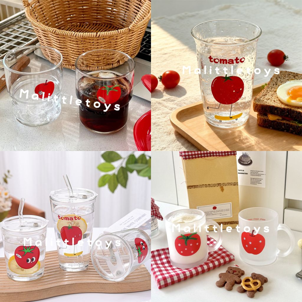 🍎พรีออเดอร์🍅~ แก้วน้ำลายน้องมะเขือเทศ*ลายน้องแอปเปิ้ลรูปทรงต่างๆน่ารักตะปุ๊กตะปิ๊ก ~
