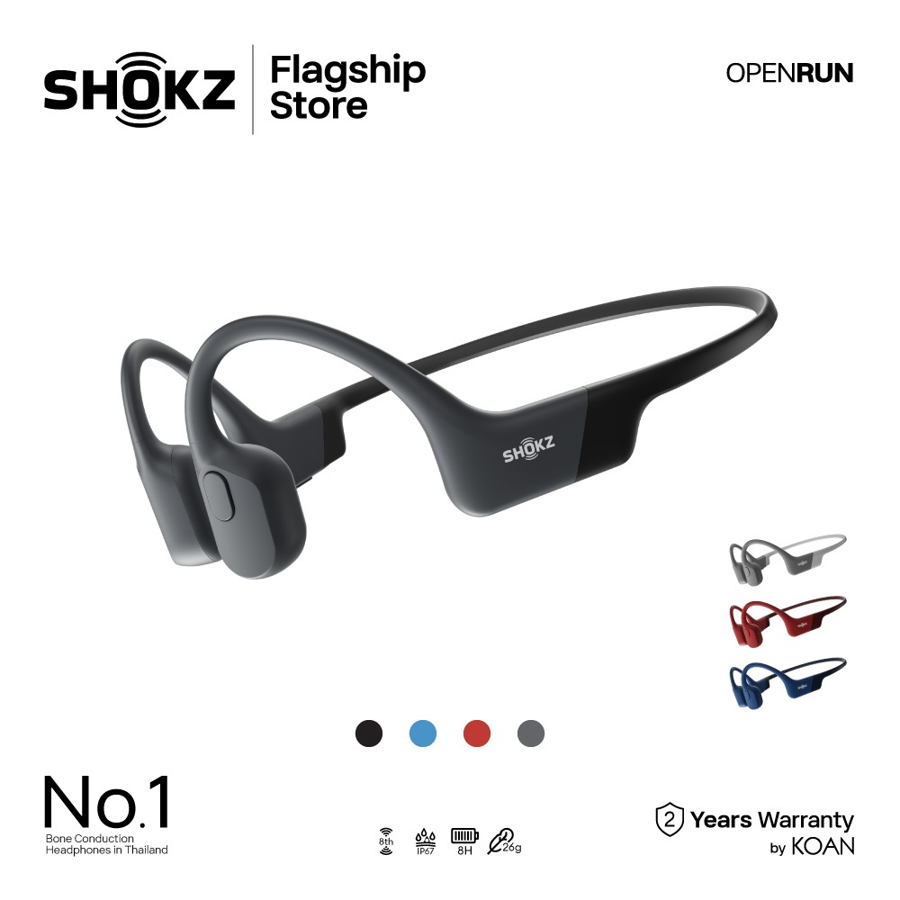 Shokz OPENRUN หูฟังออกกำลังกายไร้สาย รุ่นระดับกลางยอดนิยม สวมใส่สบาย แบตอึด กันน้ำมาตรฐาน IP67 รับประกัน 2 ปี