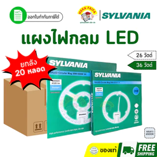 (ยกลัง 20 หลอด) SYLVANIA หลอดไฟกลมโคมเพดาน ไฟ LED โคมไฟซาลาเปา แผงไฟกลม แสงขาว 26/36 วัตต์