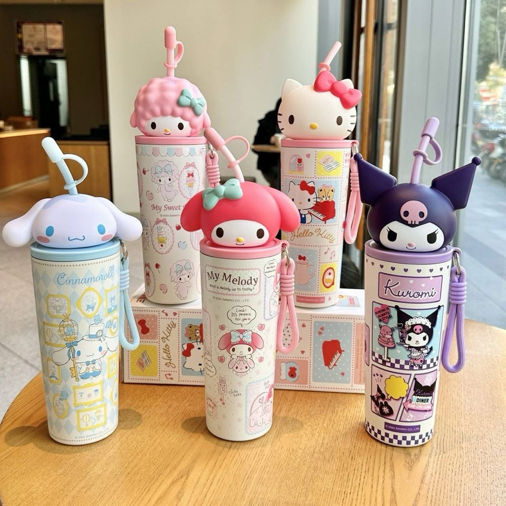 แก้วน้ำเก็บความเย็นลายการ์ตูน Sanrio ขนาด 700 ml สแตนเลส316 คุณสมบัติเก็บเย็นทั้งวัน มียางรองก้นแก้ว สายคล้องแก้ว น่ารัก