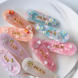 พร้อมส่ง.ส่งด่วนได้•คัมเเบคแล้วจ้า!!ราคาต่อคู่💞กิ๊บหินอ่อนรุ่นฮิต! กิ๊บติดชื่อ ขนาด7cm➿