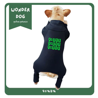 ชุดเก็บขน wonder dog เสื้อสุนัข เสื้อแมว ชุดกันขนร่วงสุนัข ชุดสัตว์เลี้ยง ลายจะนอน