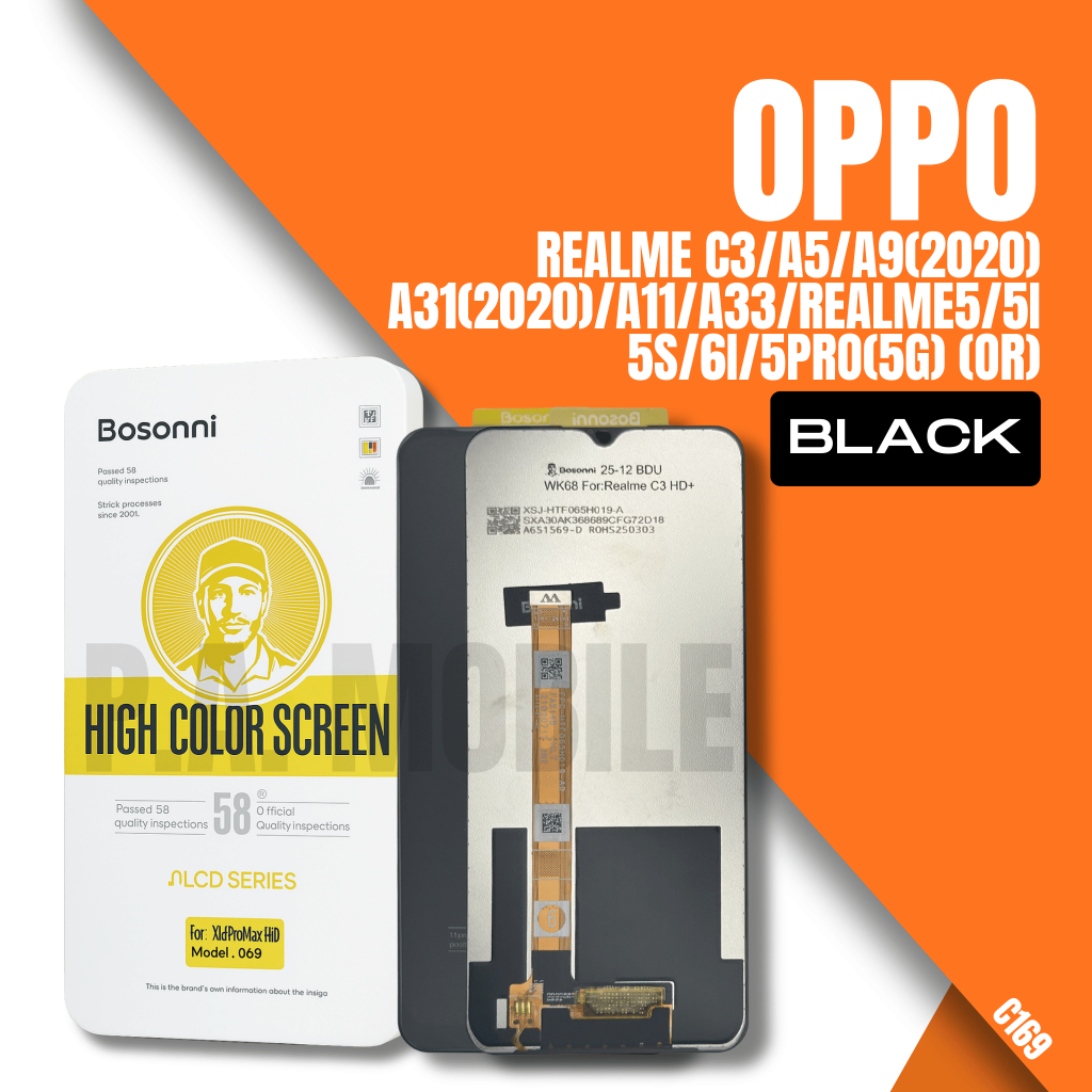 หน้าจอ แบรนด์ Bosonni OPPO realme C3/A5/A9(2020)/A31(2020)/A11/A33/Realme5/5i/5s/6i/5Pro(5G) ของแท้