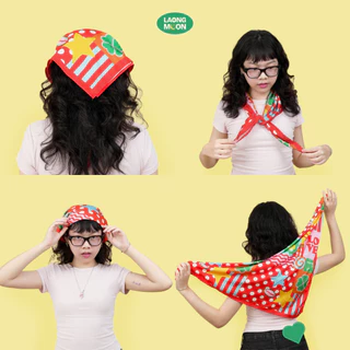 Laongmoon ผ้าพันคอ ซาติน โพกหัว ผูกผม ผูกเอว ขนาด70x70 cm Lucky Girl Collection