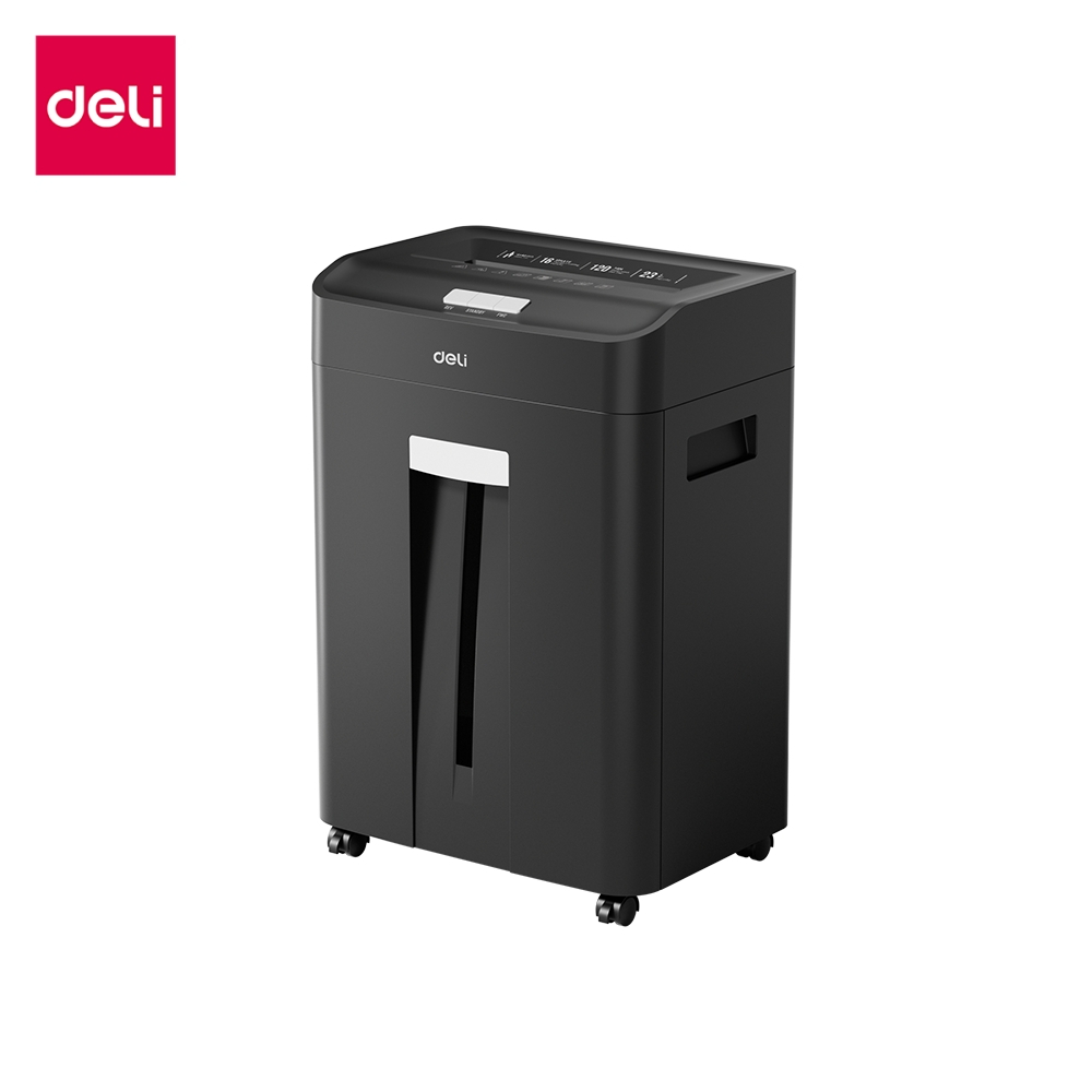 Deli เครื่องทำลายเอกสาร23ลิตร ย่อยCDได้ ย่อยได้ขนาด4x40มม ทำงานต่อเนื่องนาน120นาที Paper shredder