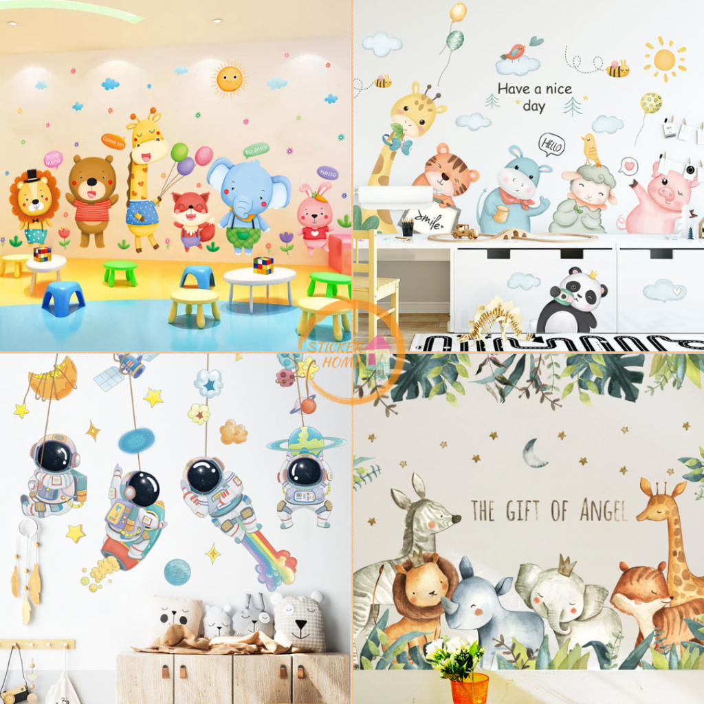 Sticker Home สติกเกอร์ติดผนัง สติ๊กเกอร์ ไดโน แมว หมา สัตว์ แต่งโรงเรียน ห้องนอนเด็ก ติดตู้ ติดประตู