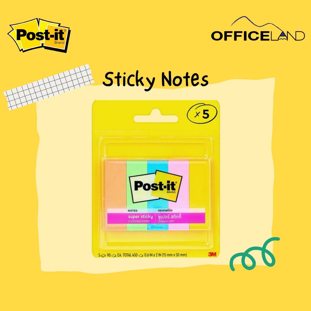 Post-it 3M  ซูเปอร์สติกกี้โน้ต Super Sticky Page Marker กระดาษคั่นหน้า  รุ่น 670-5SSAU