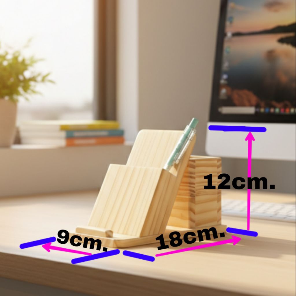 แท่นวางโทรศัพท์ เรียบง่าย ใช้งานสะดวก ธรรมชาติงานไม้จริง - รูปที่ 5