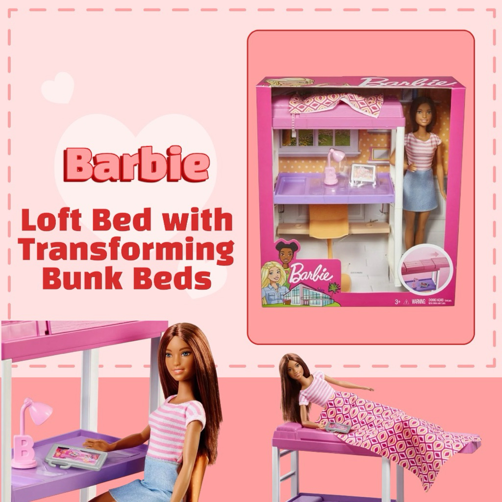 บาร์บี้ Barbie ⭐️ Loft Bed with Transforming Bunk Beds