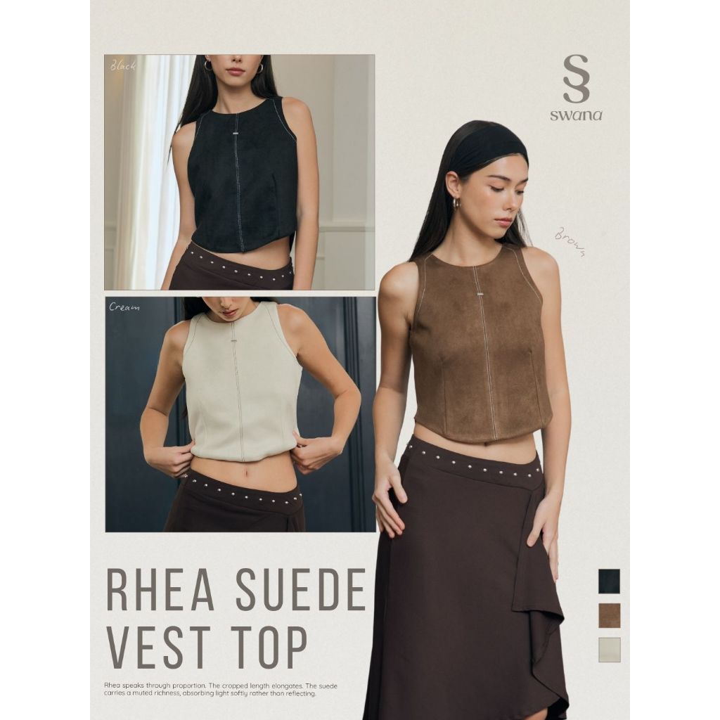Swana.ss - Rhea suede vest top [รี-อา] XS-XL แค่เสื้อ เสื้อแขนกุด ผ้าหนังกลับ