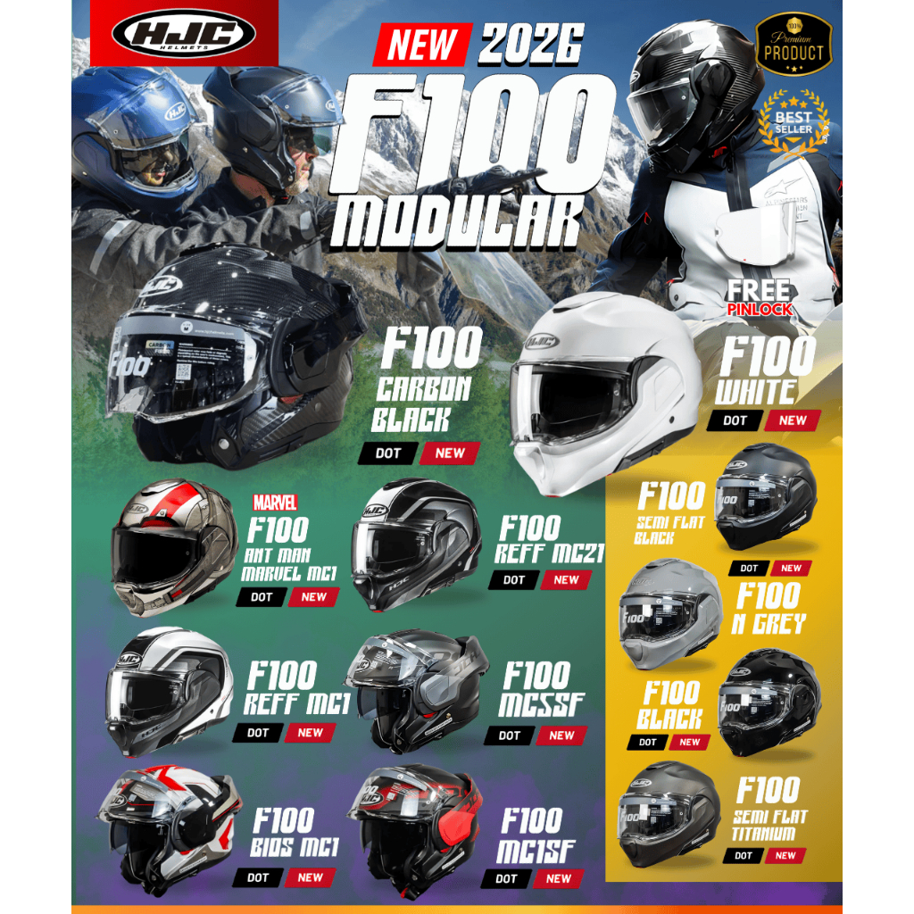 🔥หมวกใหม่🔥 HJC F100 ✔️แถมฟรี Pinlock✔️หมวกกันน็อค FLIP BACK ยกคางรุ่นใหม่ล่าสุดจาก HJC ห้ามพลาด!!