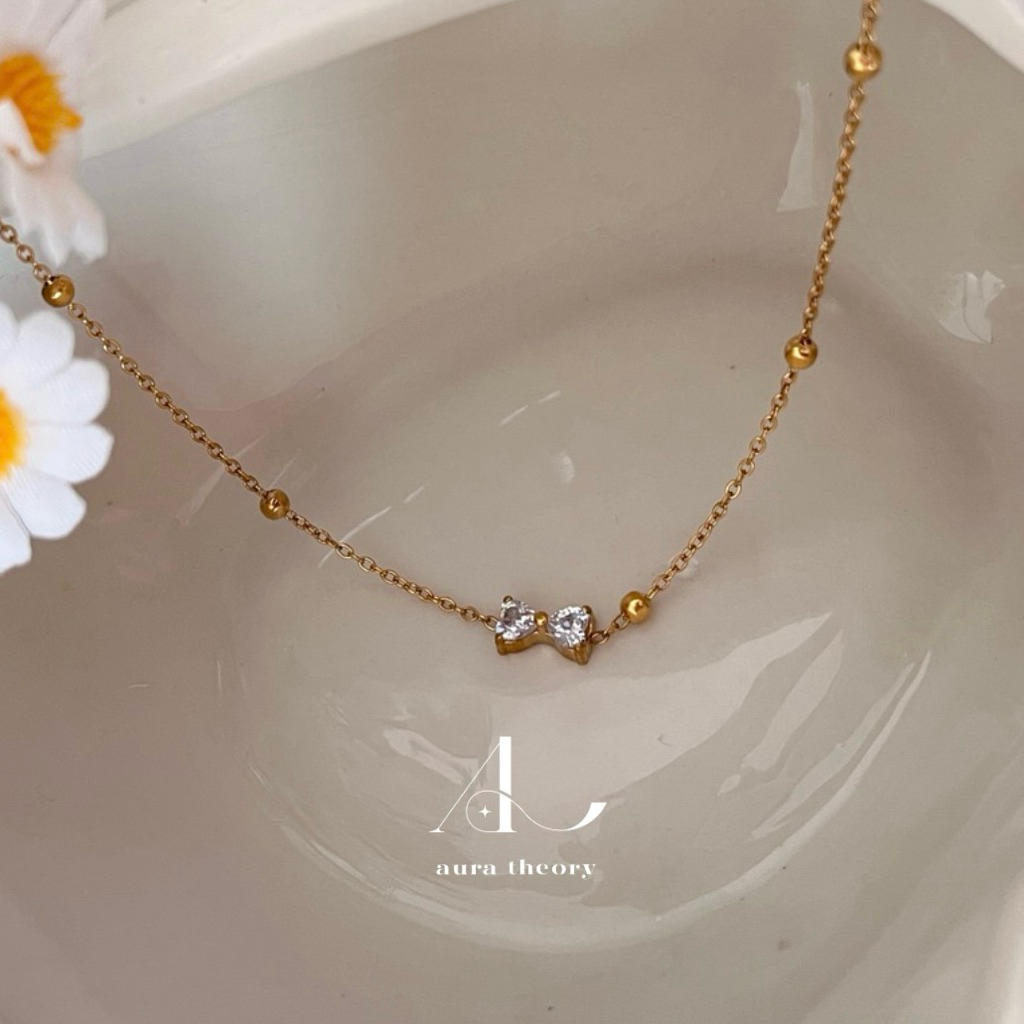 เซตสแตนเลส aura theory cherie ribbon bow necklace