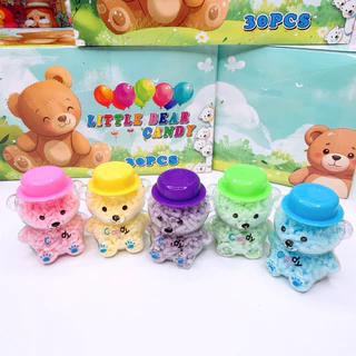 แคนดี้ ลิตเติ้ล แบร์ ผงเปรี้ยวผลไม้กระปุก หมี 5 สี ( 1 กล่อง 30 ชิ้น ) ลูกกวาด