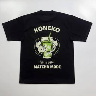 KONEKO เสื้อยืด โอเวอร์ไซส์ ลายแมว Matcha Mode คอตตอน100% Unisex Oversized T-shirt