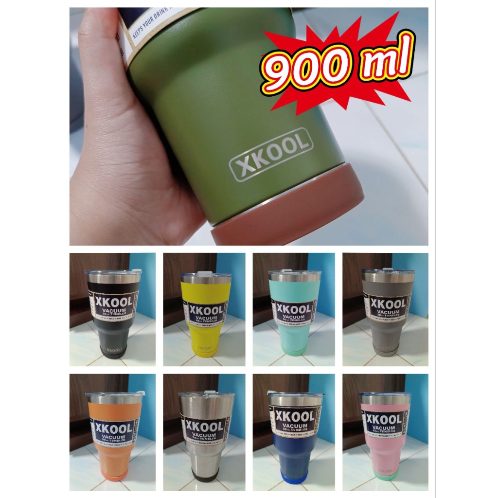 แก้วเก็บอุณหภูมิ xkool 30 oz./900ml สีพื้น(ไม่มีลวดลาย) ไม่เป็นไอน้ำ