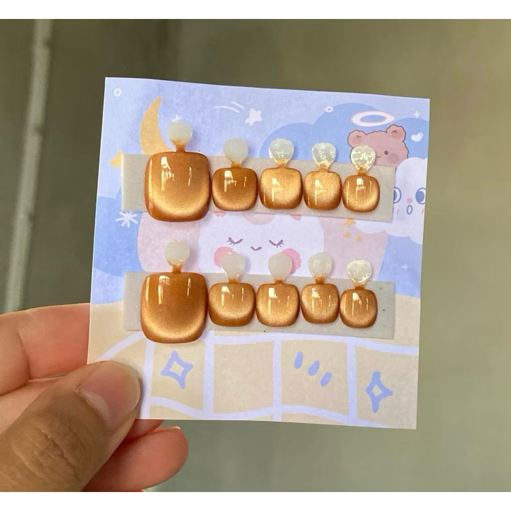 เล็บเท้าสีลูกแก้ว ไซส์M แถมกาวตะไบ พร้อมส่ง