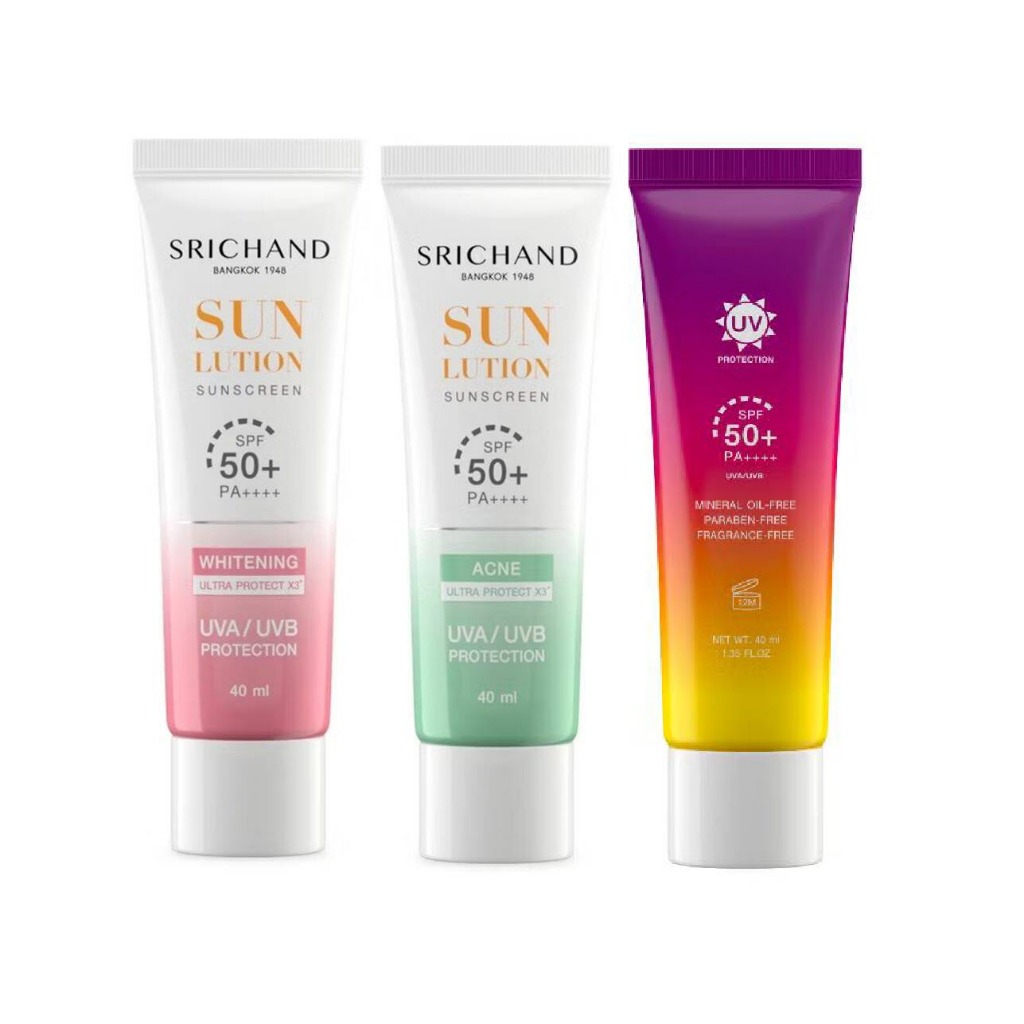 ศรีจันทร์ ครีมกันแดด ซันลูชั่น ซันสกรีน Srichand SPF50+ PA++++ 40 มล.