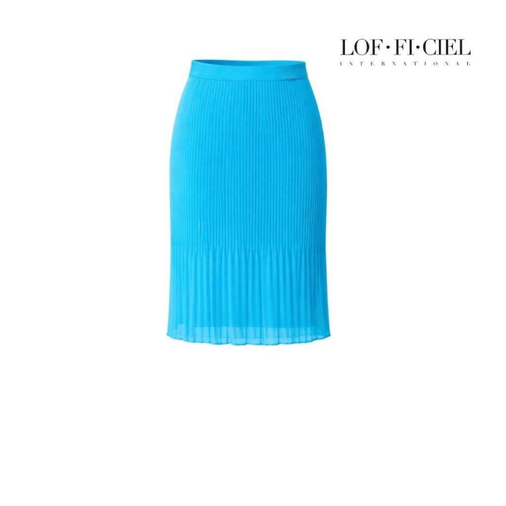 Lofficiel กระโปรงระดับมาตรฐาน PLEAT SKIRT สีฟ้าอ่อน (FZTENV)