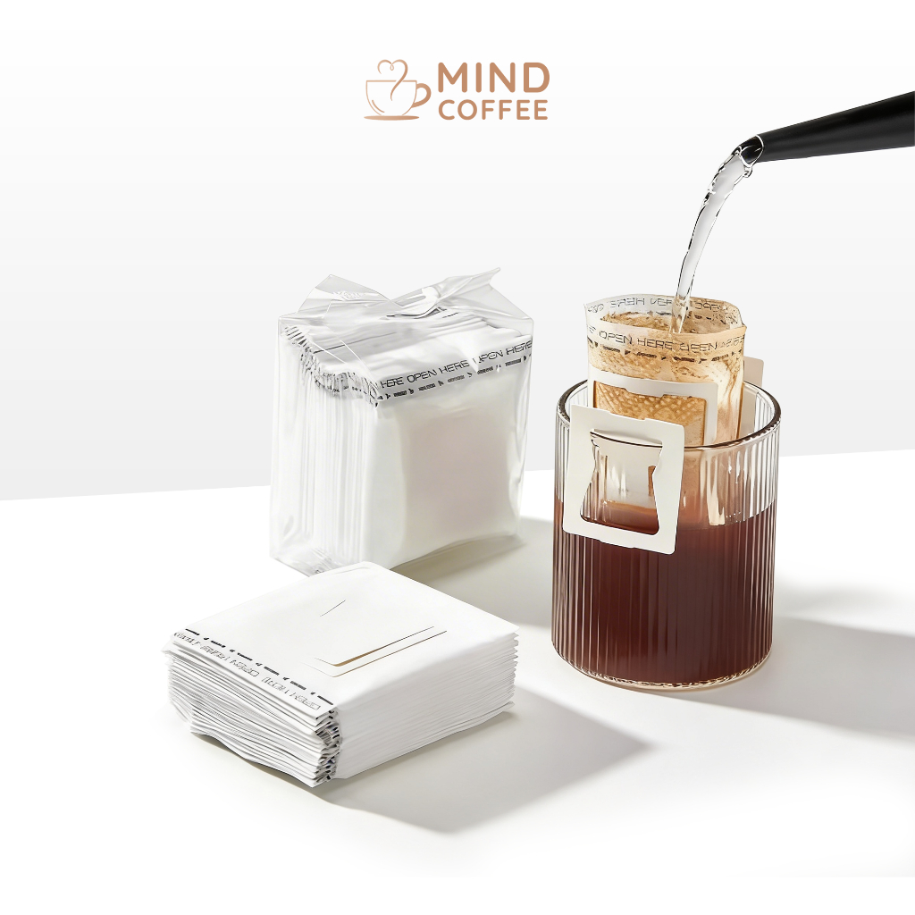 ถุงดริปกาแฟ 50ซอง ถุงกรองกาแฟ กระดาษกรองชา แบบมีหูแขวน แบบใช้แล้วทิ้ง ความจุ 10-12 กรัม MindCoffee