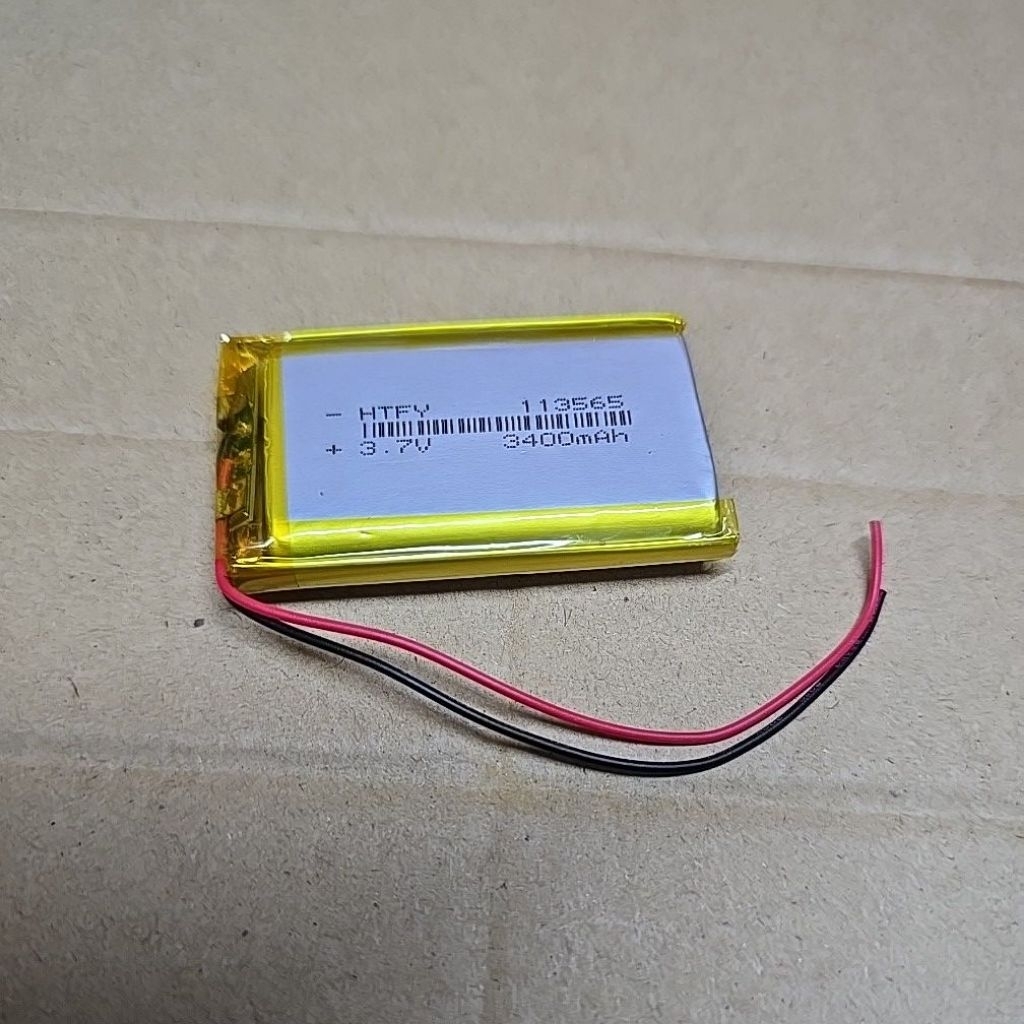 แบตเตอรี่ลิเธียมโพลิเมอร์ (Li-Po) ขนาด 3.7 โวลต์ ความจุ 3400mAh รุ่น/ขนาด: HTFY 113565