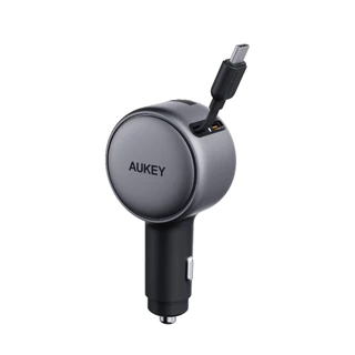 AUKEY CC-P5 67W ที่ชาร์จในรถยนต์ Car Charger พร้อมสายชาร์จในตัว ชาร์จ 3 เครื่อง