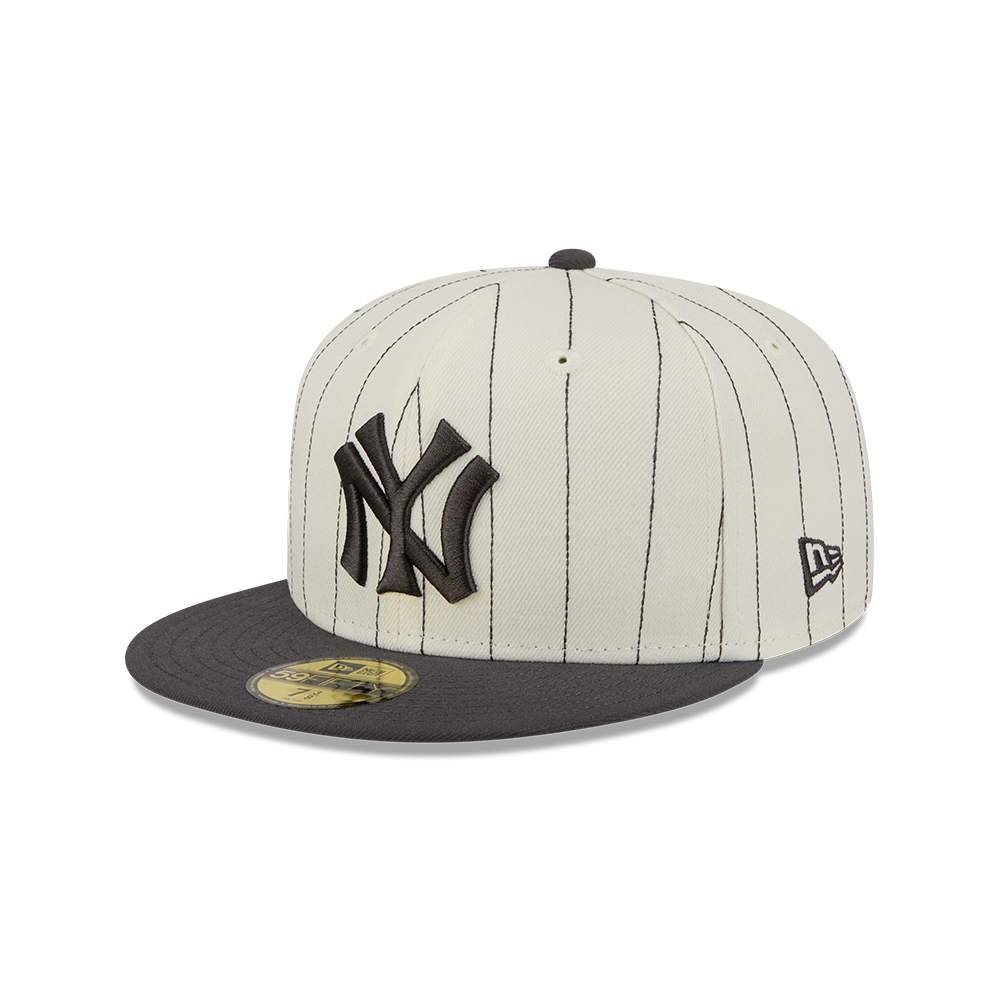 New Era หมวกรุ่น 59FIFTY PACK - STRIPES NEW YORK YANKEES COOPERSTOWN 2-TONE GRAPHITE VISOR CHROME WH