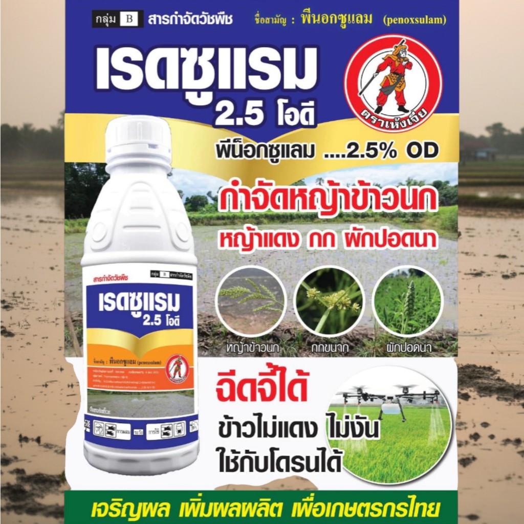 เรดซูเเรม สารกำจัดวัชพืชในนาข้าวหลังหว่าน 10 วัน กำจัดใบเเคบ ใบกว้าง เเละตระกูลกก