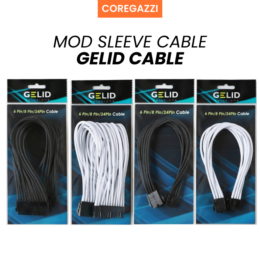 (พร้อมส่ง) สายถักแต่ง GELID CABLE 6+2PIN 8PIN 24PIN