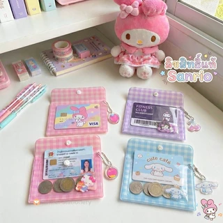 กระเป๋าใบเล็ก ลาย Sanrio ลิขสิทธิ์แท้ ติดกระดุม รุ่น 011 ขนาด 8x11.5 ซม.ใส่เหรียญ Kitty เสียบบัตรได้