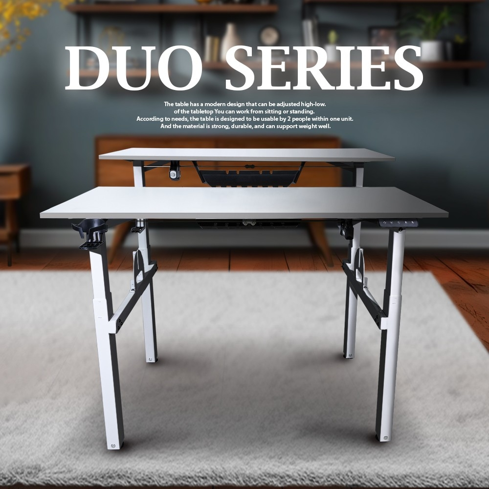 AMO DESIGN DUO Series โต๊ะไฟฟ้าคู่ 2 ที่นั่ง Electric Desk โต๊ะทำงานปรับสูงต่ำ โต๊ะคอมคู่ Buy 1 Get 