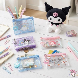 กระเป๋าใบเล็ก ลาย Sanrio ลิขสิทธิ์แท้ รุ่น 008 ขนาด 9x12 ซม.เนื้อพลาสติก PVC ใสอย่างดี ใส่เหรียญ