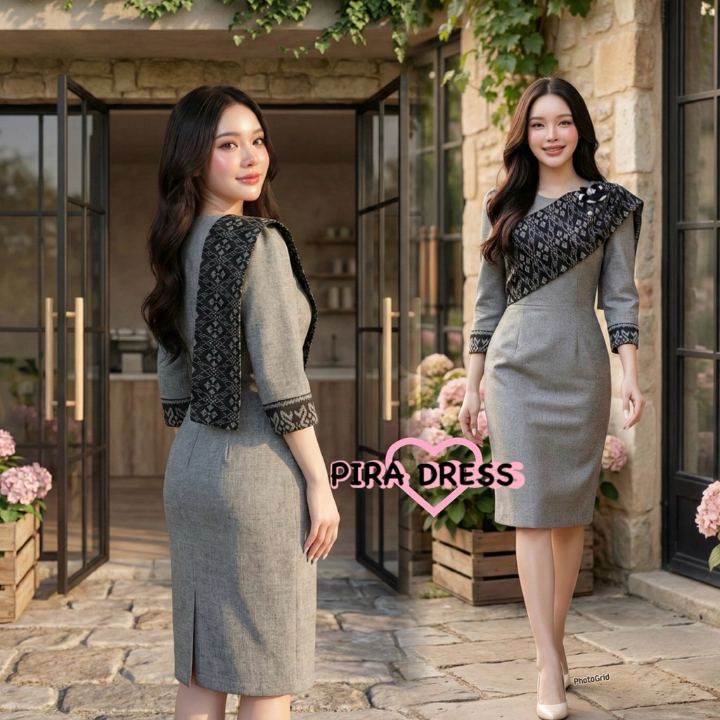 PIRA DRESS เดรสผ้าไทย ประยุกต์ แต่งสไบ สวยทันสมัย