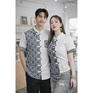 เสื้อผ้าไทย ชาย/หญิง (ทีม) ลายประกายดาว มีให้เลือกหลายสี หลายไซส์