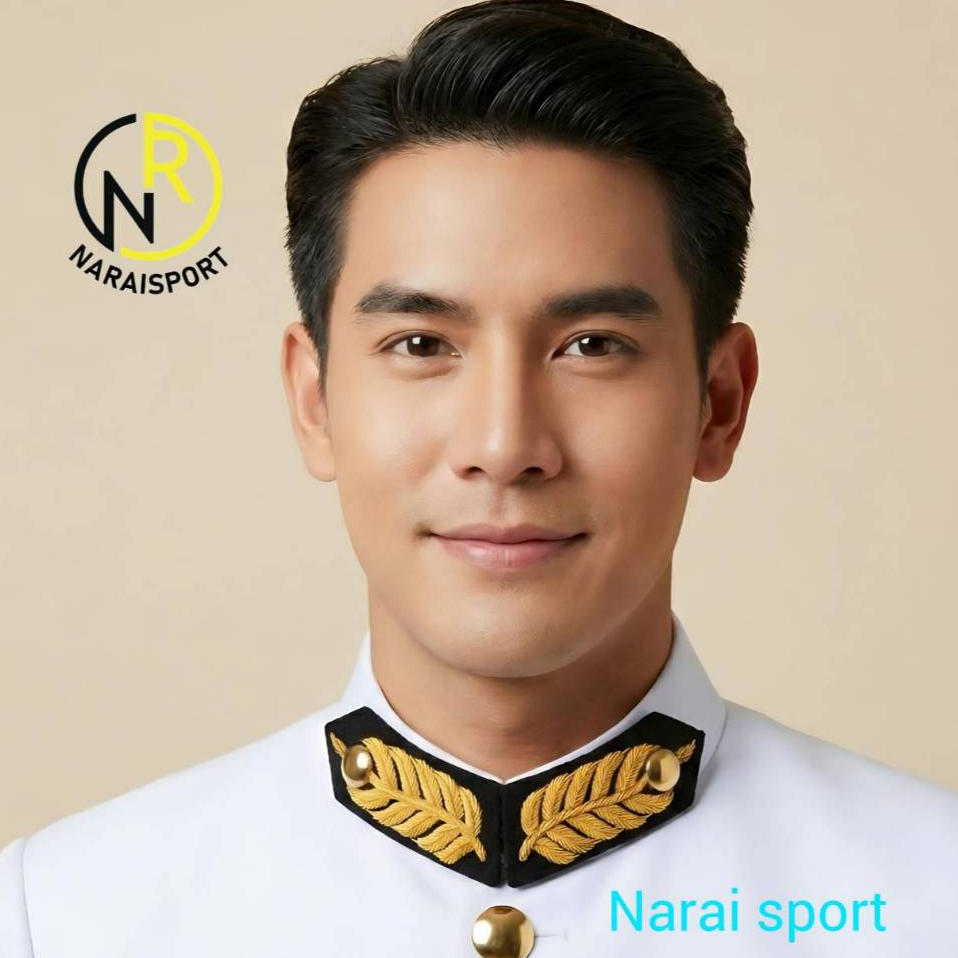 แผงคอชุดขาว  กระดุมทองเกลี้ยง แผงคอเข้าเฝ้า