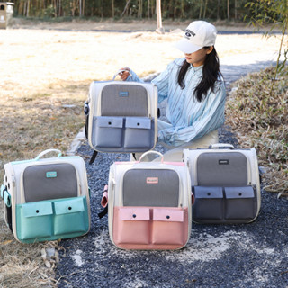 กระเป๋าเป้ใส่แมวระบายอากาศดี ขนาดใหญ่ พร้อมร่มกันแดด พกพาสูง…