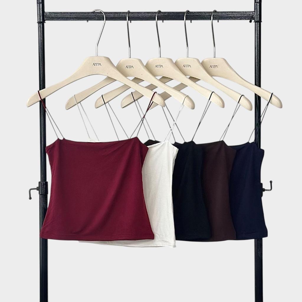 Atipashop - Veil Tank Top เสื้อสายเดี่ยวสายสปาเก็ตตี้ ผ้าสองชั้น เรย่อนใส่สบาย