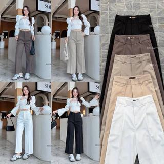(S-3XL)Demi-Slub เดมี่สลาฟ กางเกงขาเต่อกระบอกกลาง กางเกงแฟชั่นกางเกงทำงาน