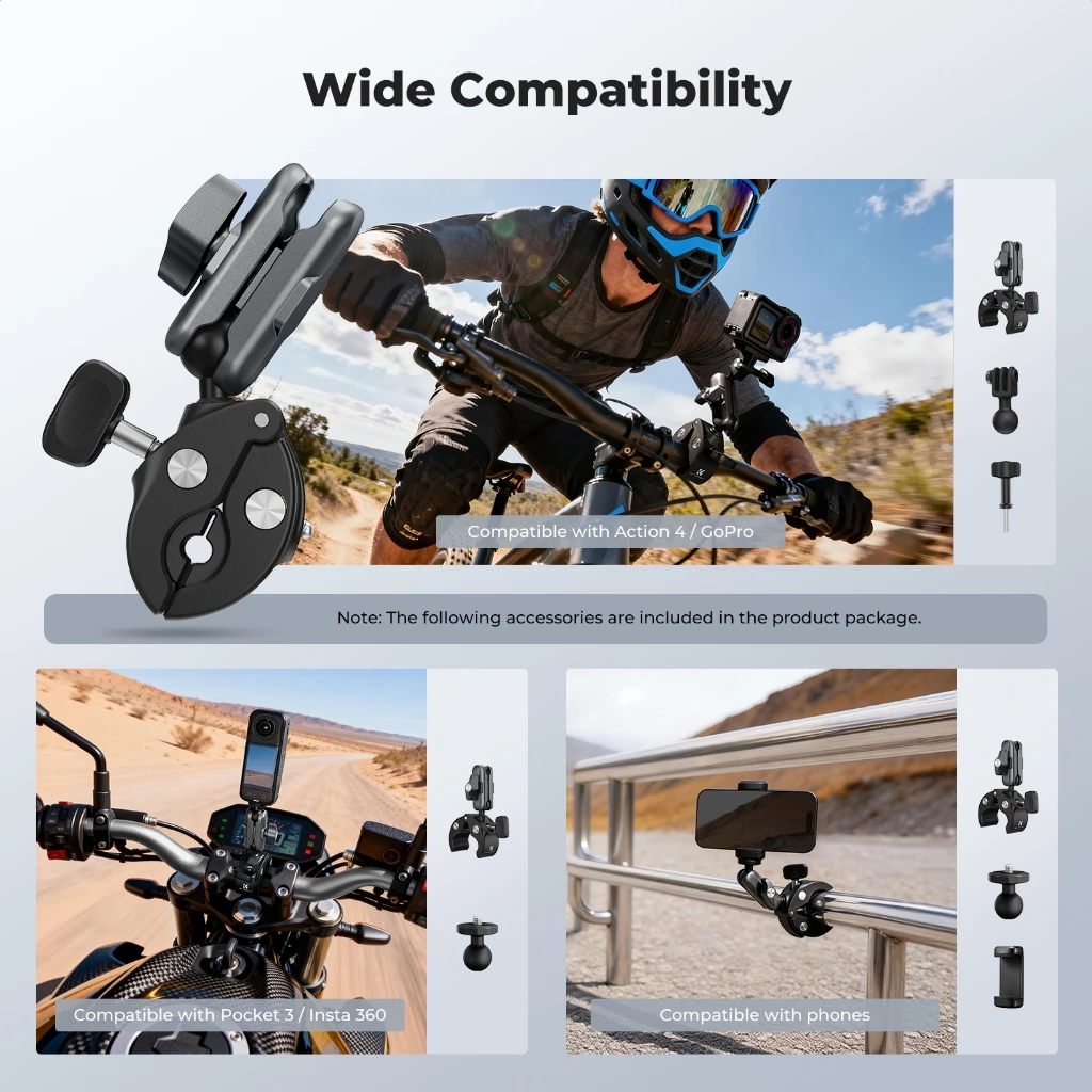 K&F CONCEPT Super Clamp ที่จับแฮนด์จักรยาน อลูมิเนียม 360° ปรับได้ รองรับ GoPro / Pocket3 / มือถือ thumbnail 3