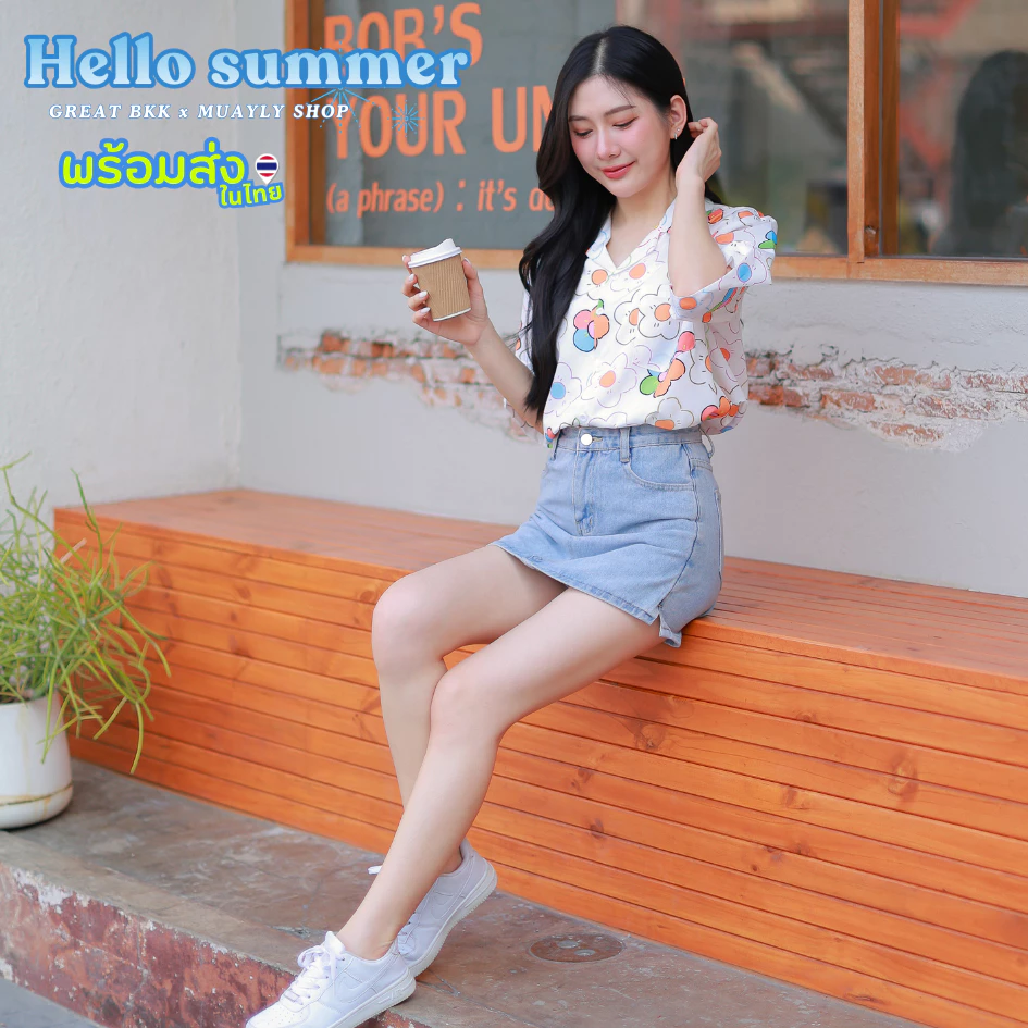 S100 เสื้อฮาวายลายสงกรานต์ แขนสั้น ชาย-หญิง สไตล์เกาหลี thumbnail 6