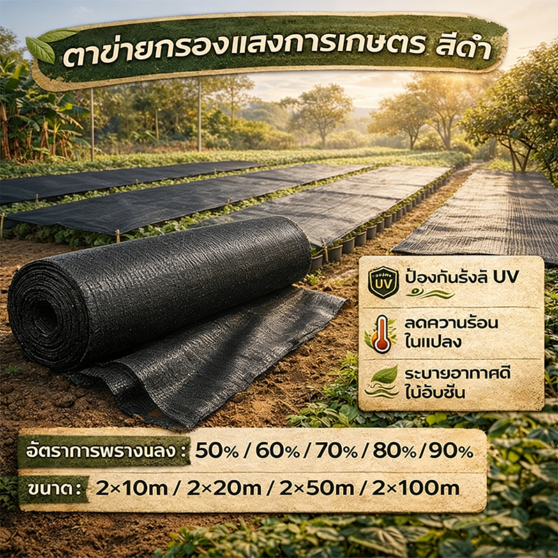สแลนกันแดดเกรดพรีเมี่ยม เย็บสามเข็มพิเศษ แข็งแรงทนทานต่อทุกสภาพอากาศ กัน UV ได้ 99% อายุการใช้งาน 5 ปีขึ้นไป
