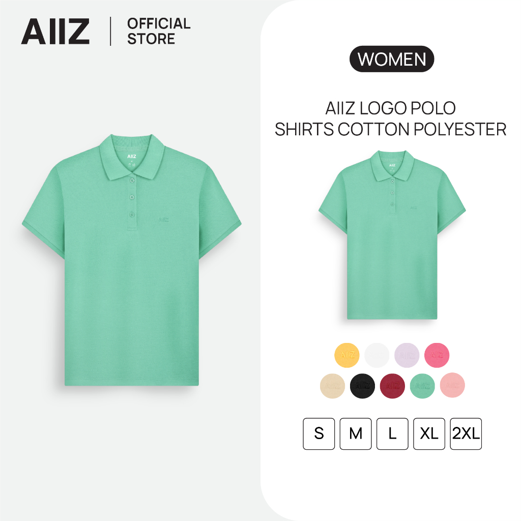AIIZ เสื้อโปโลผู้ชายสีพื้นพิมพ์โลโก้
