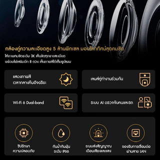 Xiaomi กล้องกลางแจ้ง 4 Dual C500 Dual 5MP กล้อง Super-Clear การติดตาม AI พร้อม Night Vision IP66 Weatherproof