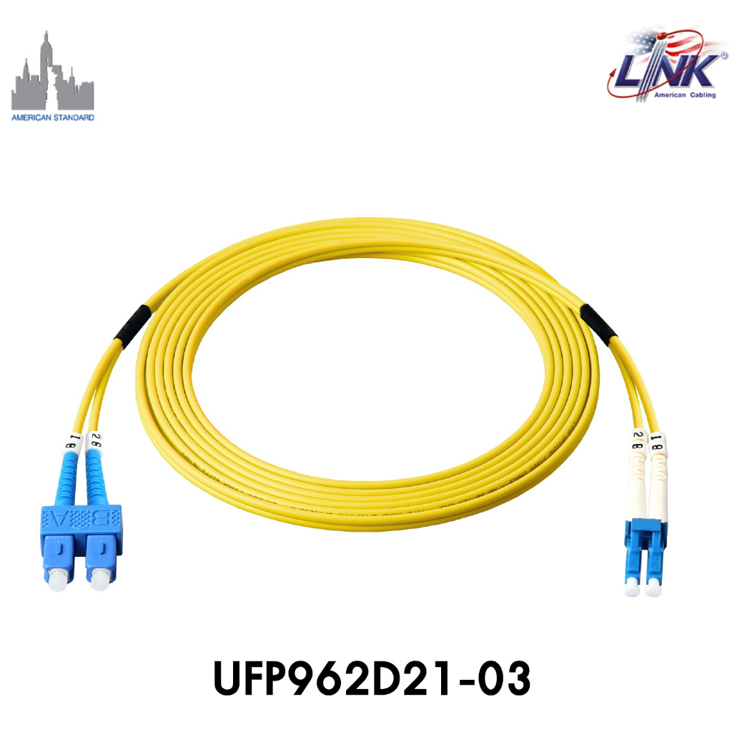 Link SC to LC UFP962D21-03 Fiber Optic Patch Cord (OS2), Duplex Single-mode UPC, 3 m
