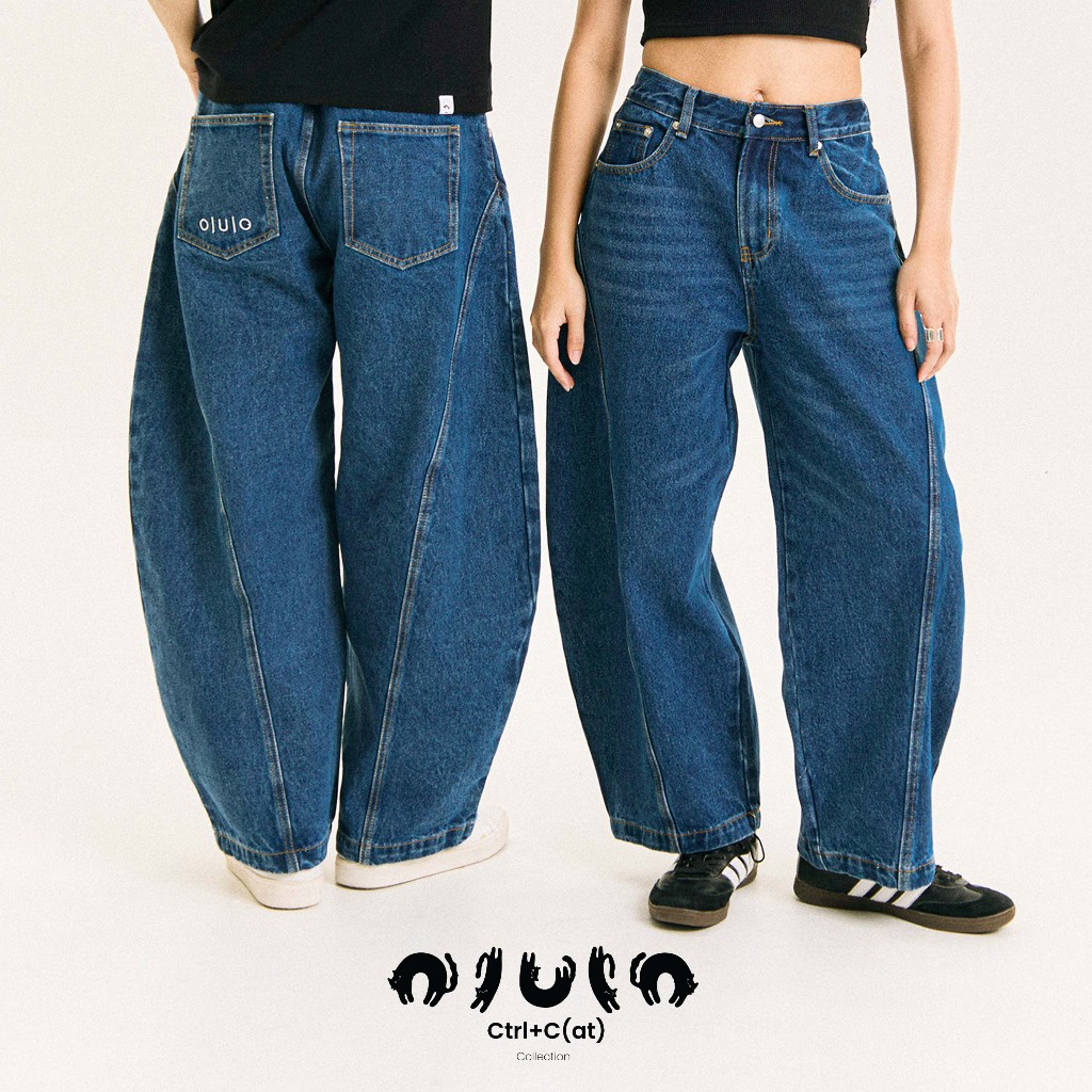 olulo Ctrl+C(at) - Barrel jeans กางเกงยีนส์ทรง Barrel สี Denim