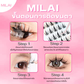 【G24ลิตเติ้ลบันนี่】MILAI ขนตาปลอมกาวในตัว ขนตาจับช่อ ตาดูโตขึ้น เบาสบาย ไม่หนักตา