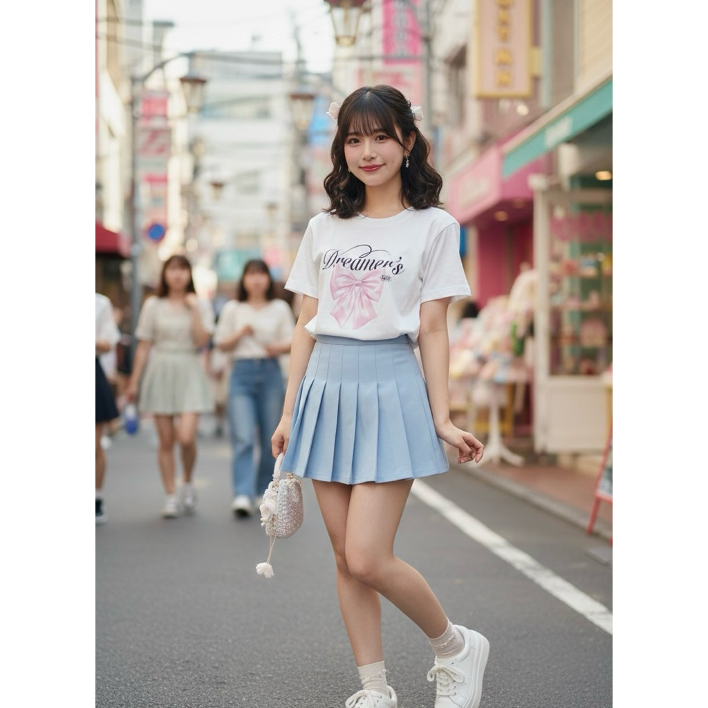 ส่งต่อเสื้อยืดสีขาว คอกลม ลายโบว์ ขนาด s kome girls